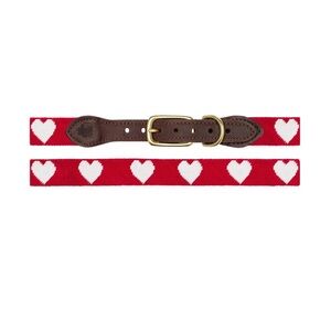 Red and White Hearts Dog Collar